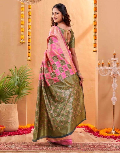 Pink Silk Woven Banarasi Saree