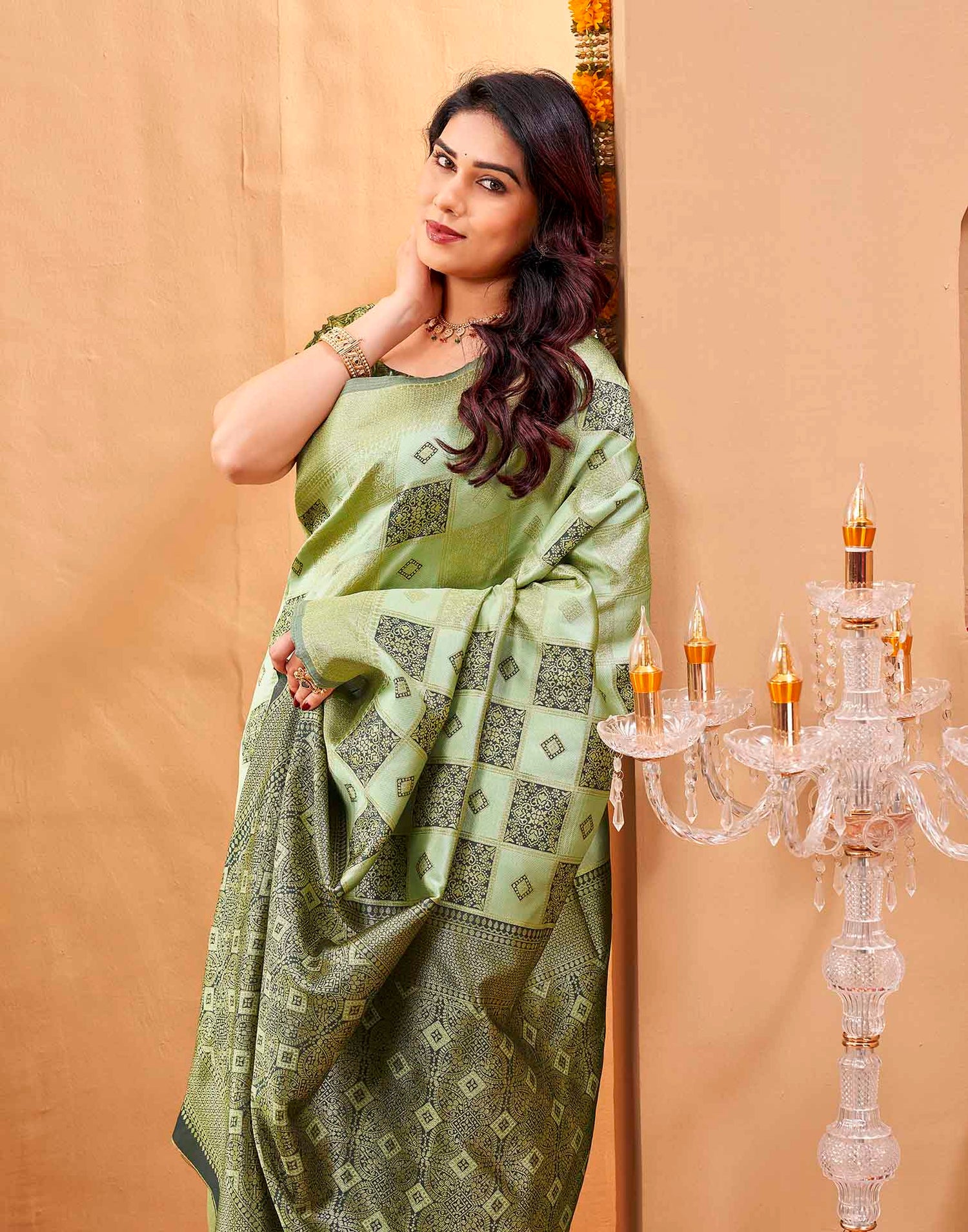 Green Silk Woven Banarasi Saree