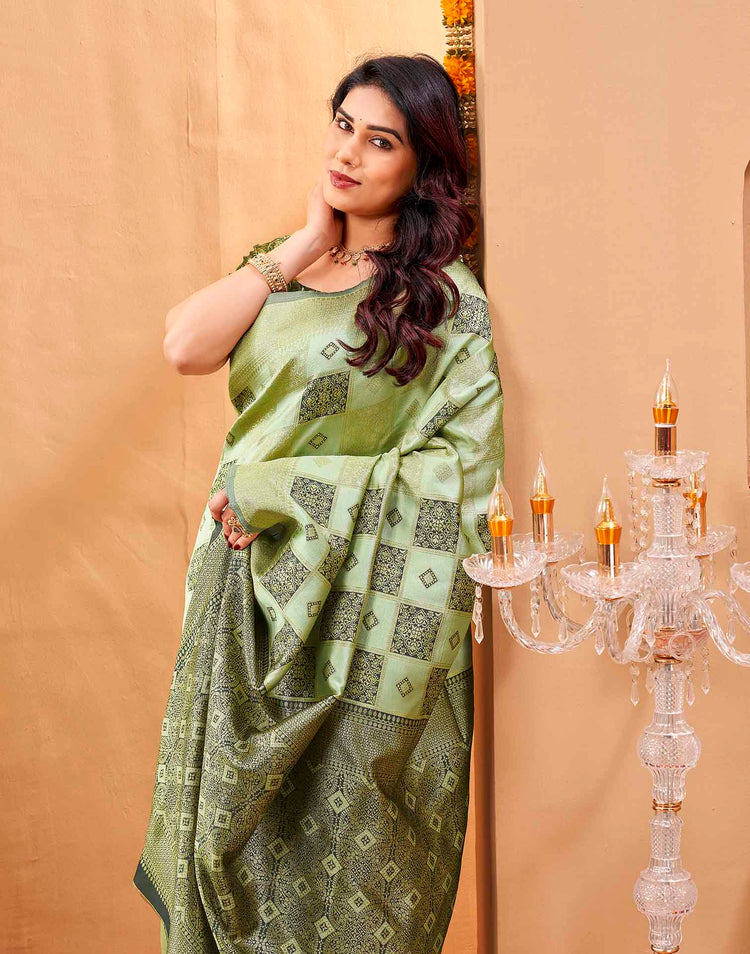 Green Silk Woven Banarasi Saree
