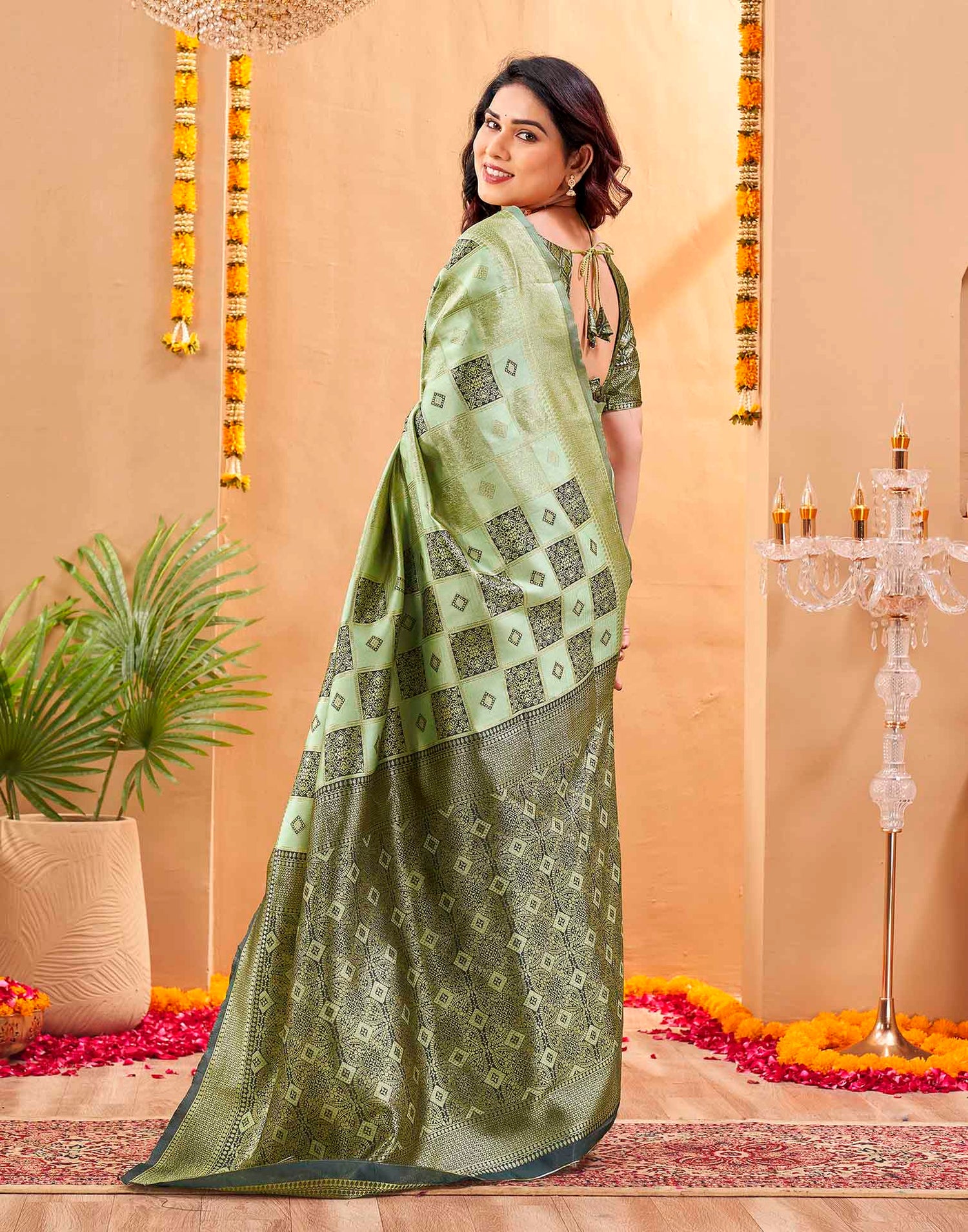 Green Silk Woven Banarasi Saree