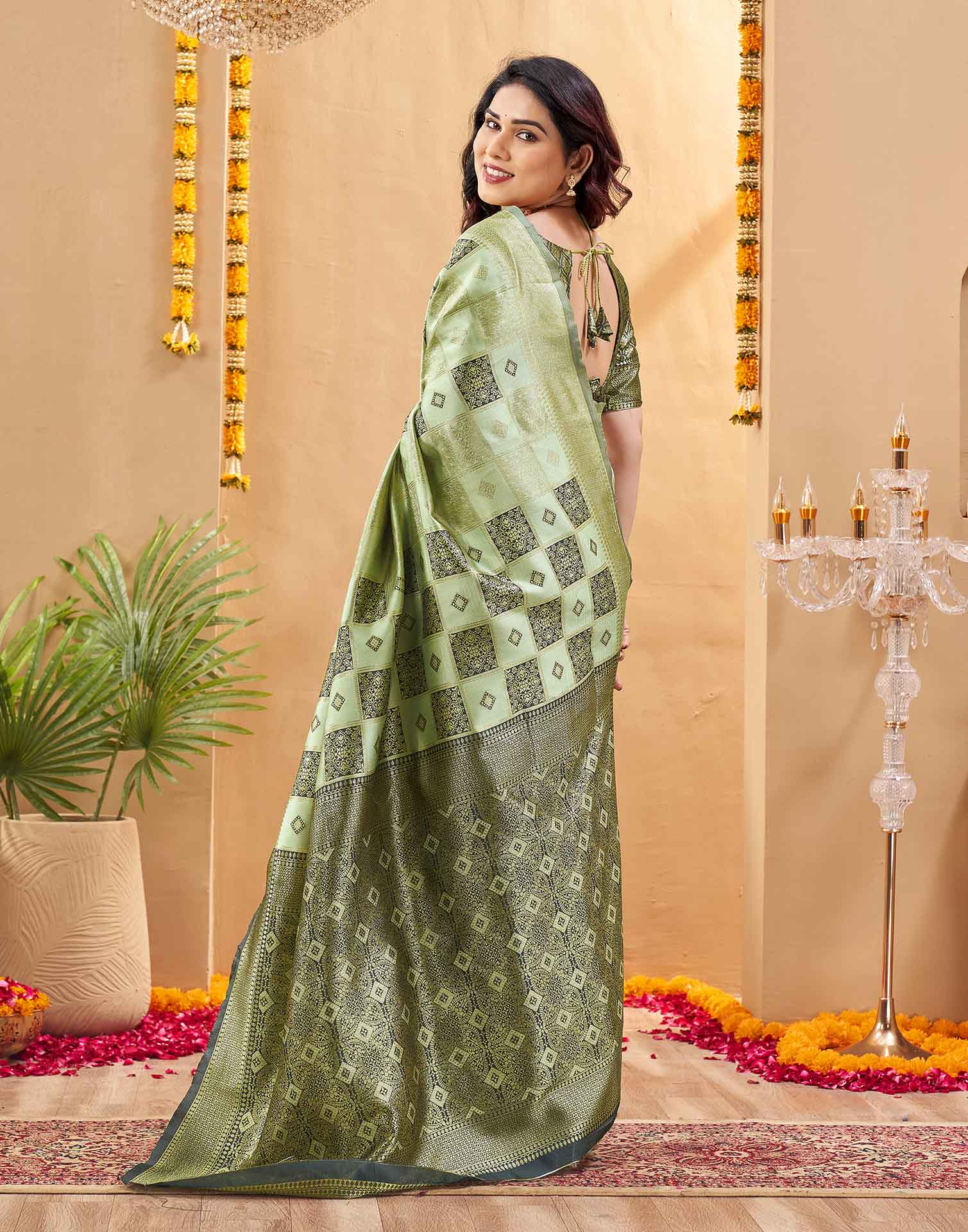 Green Silk Woven Banarasi Saree