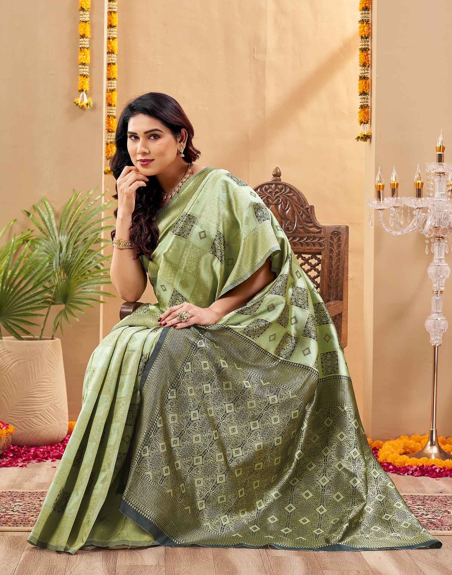 Green Silk Woven Banarasi Saree