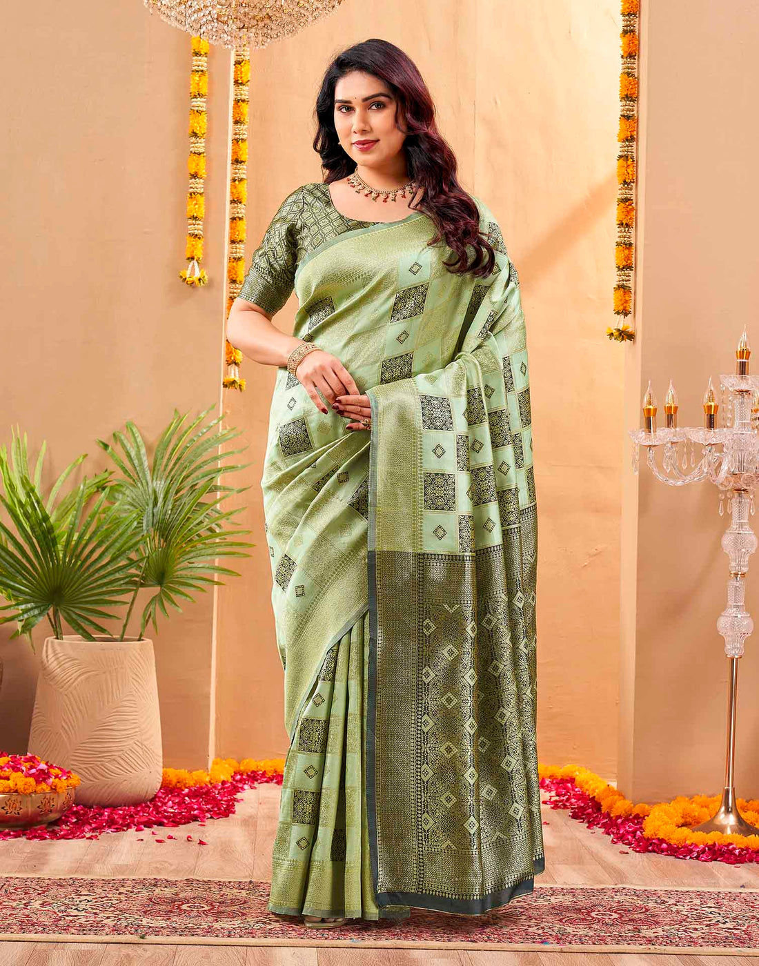 Green Silk Woven Banarasi Saree