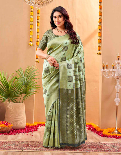 Green Silk Woven Banarasi Saree