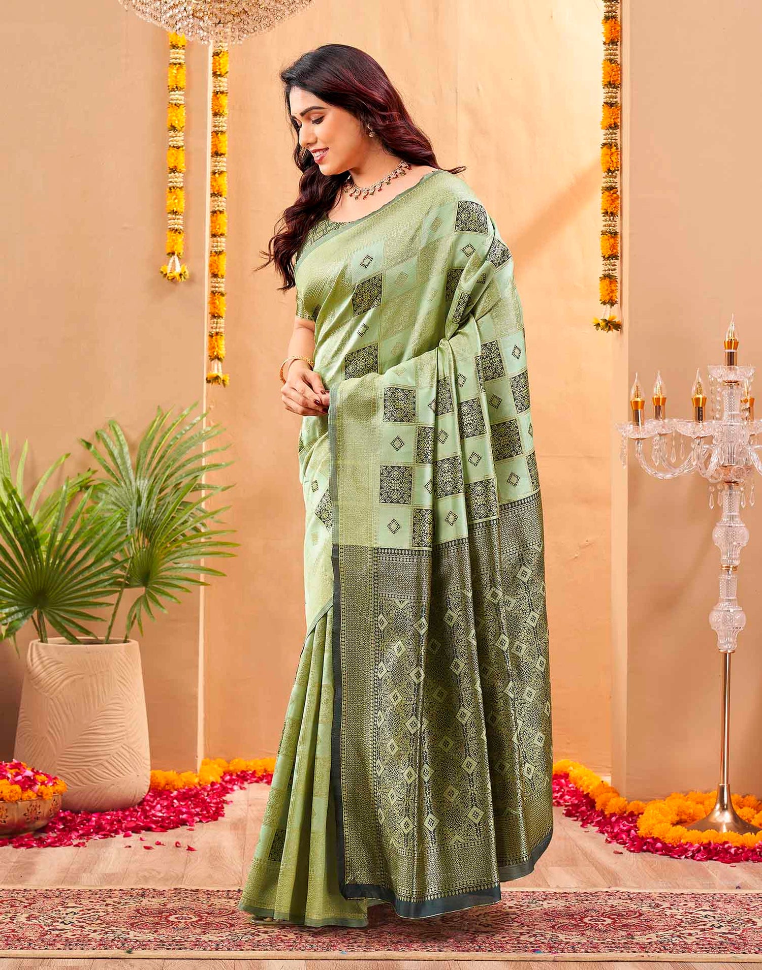 Green Silk Woven Banarasi Saree