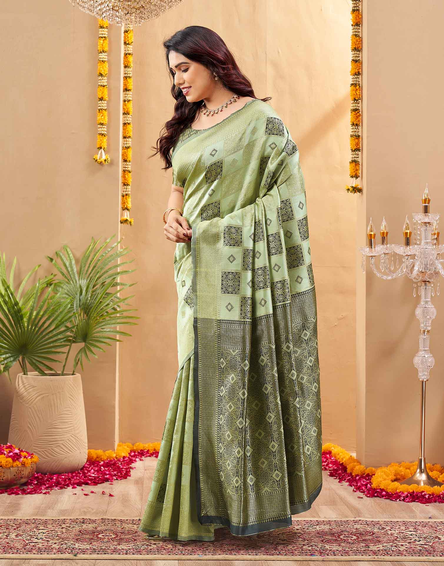 Green Silk Woven Banarasi Saree