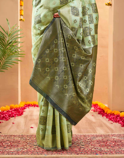 Green Silk Woven Banarasi Saree