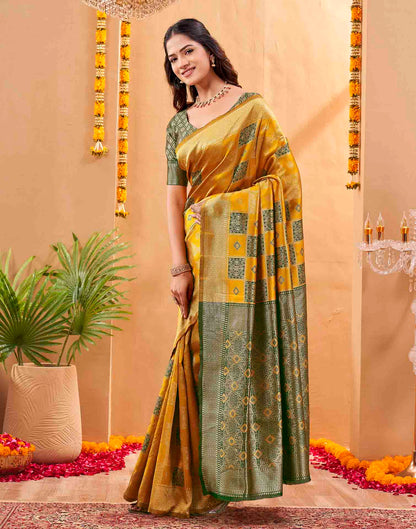 Yellow Silk Woven Banarasi Saree