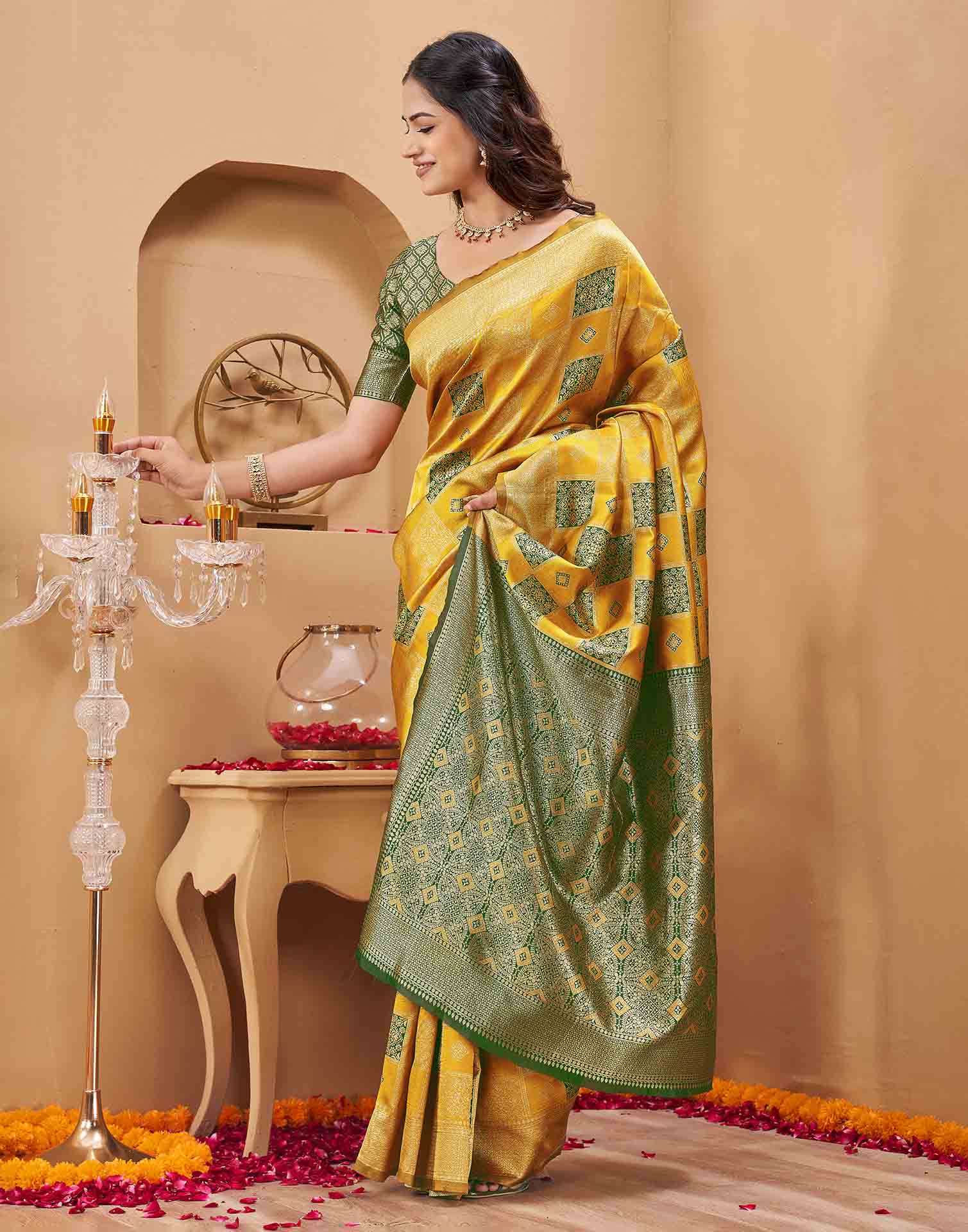 Yellow Silk Woven Banarasi Saree