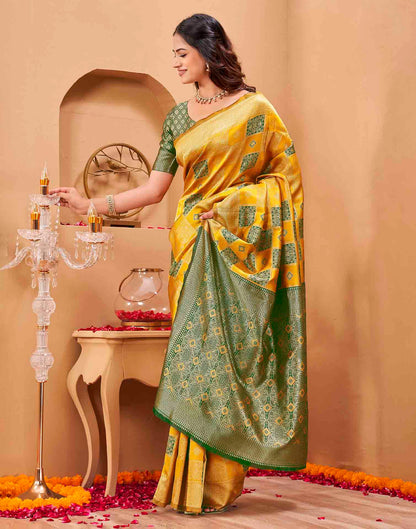 Yellow Silk Woven Banarasi Saree