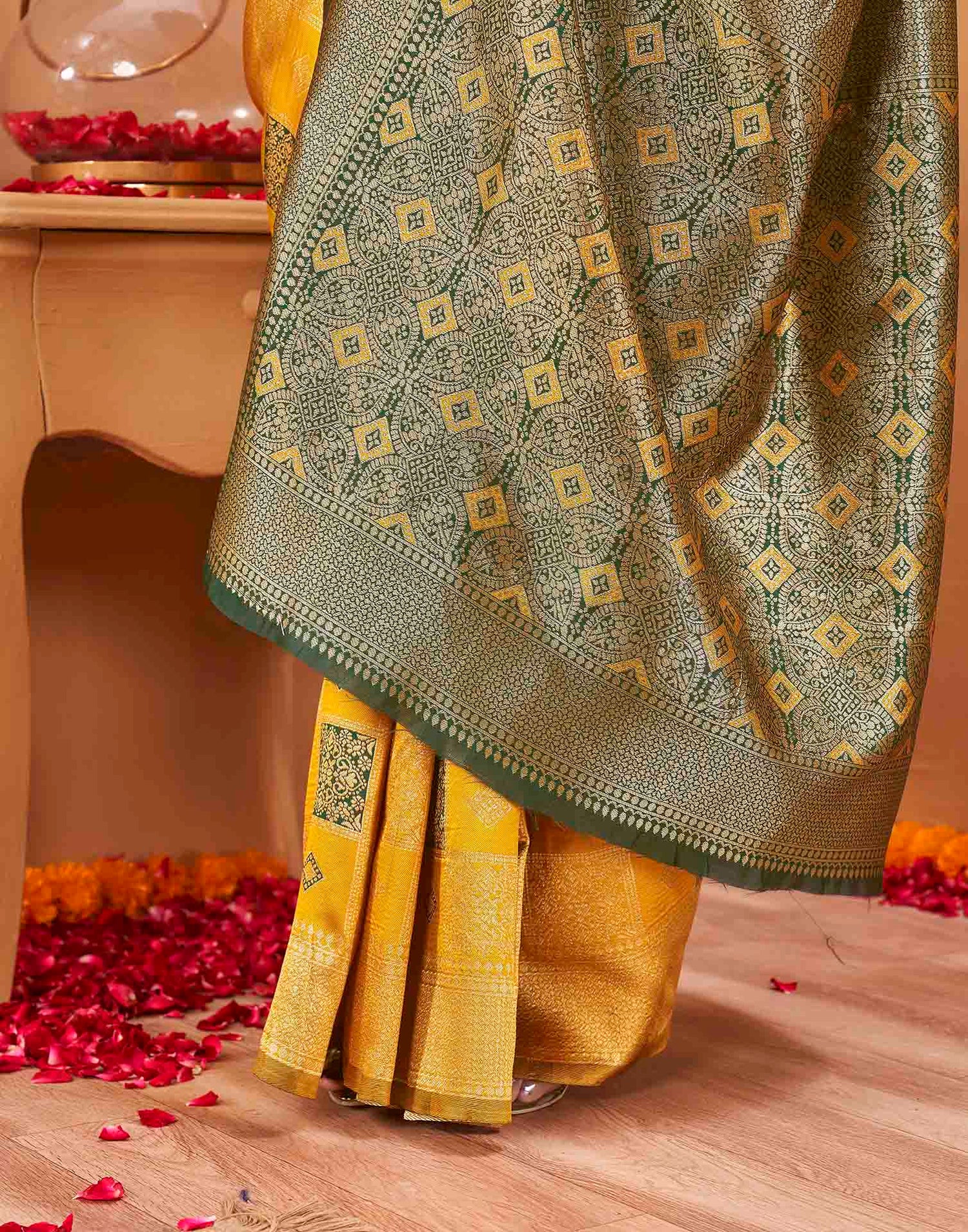 Yellow Silk Woven Banarasi Saree
