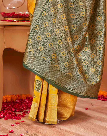 Yellow Silk Woven Banarasi Saree