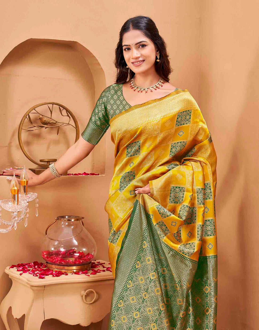 Yellow Silk Woven Banarasi Saree