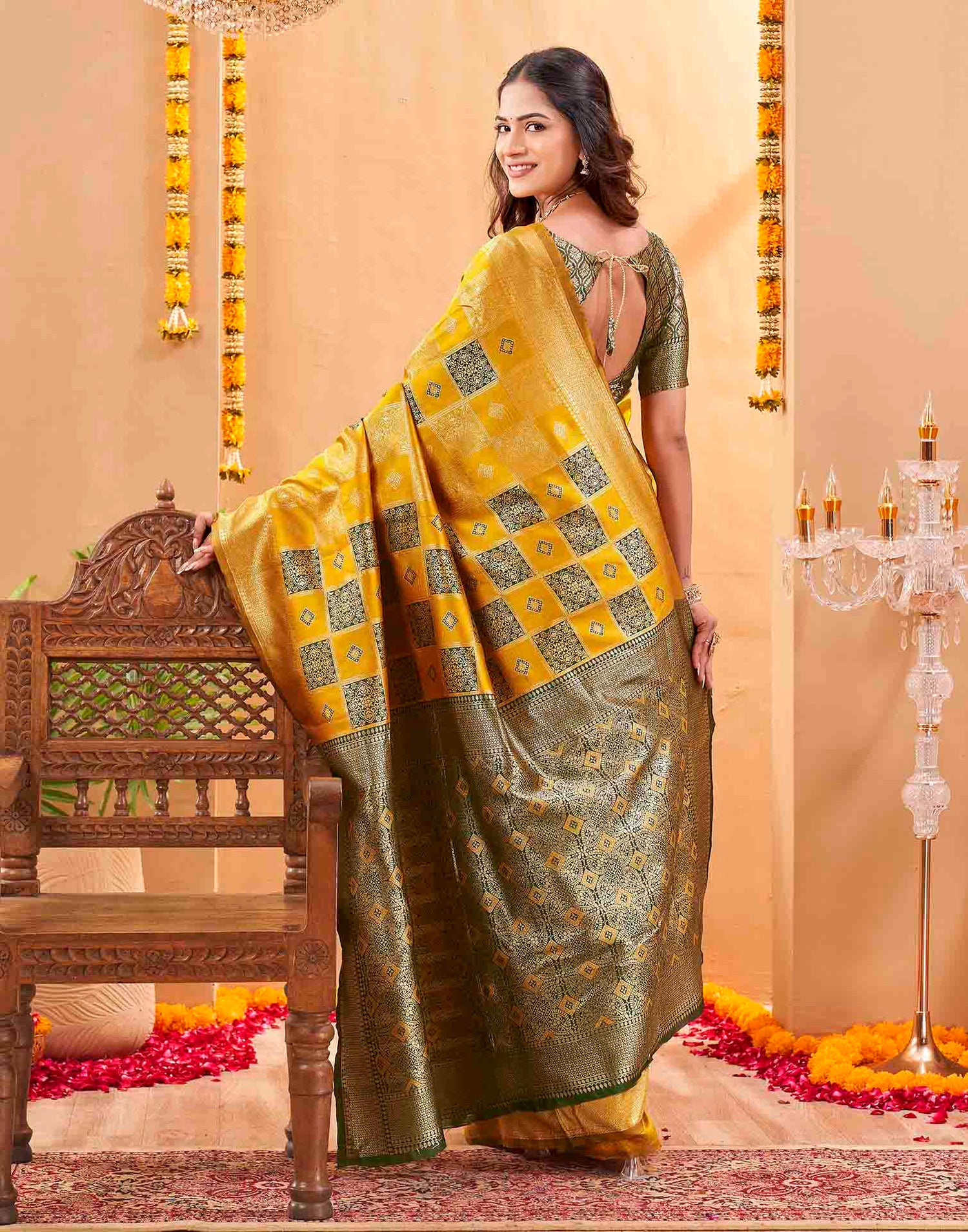 Yellow Silk Woven Banarasi Saree