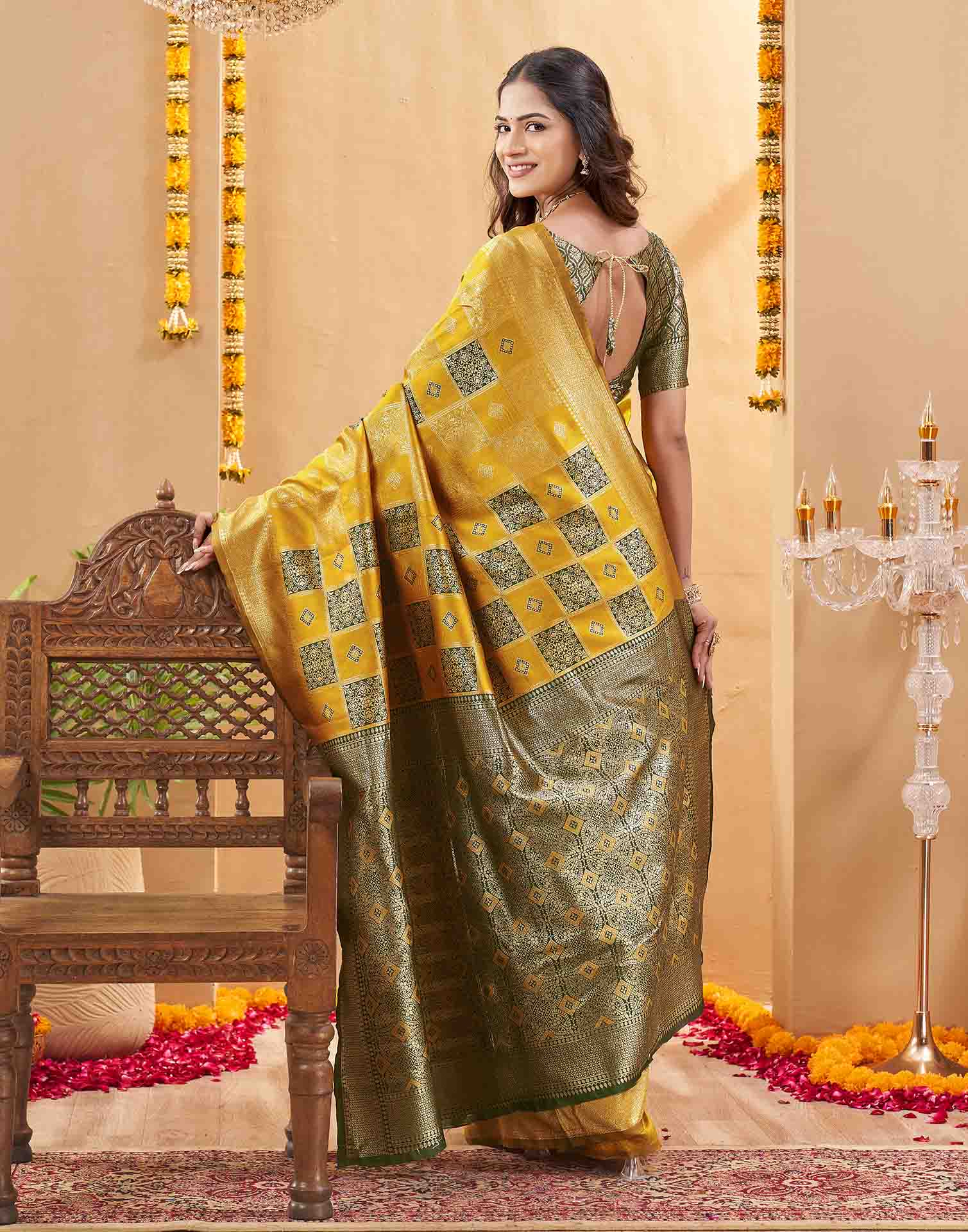 Yellow Silk Woven Banarasi Saree
