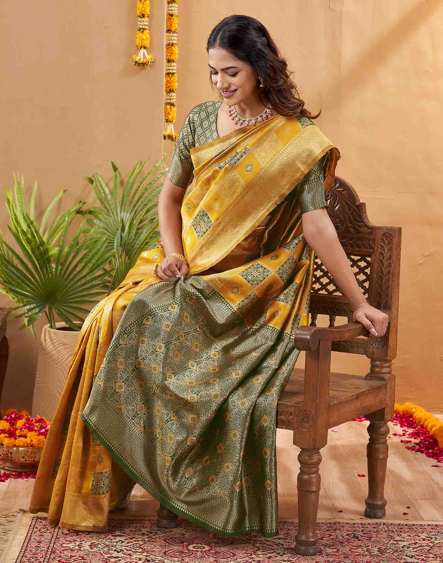 Yellow Silk Woven Banarasi Saree