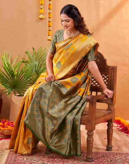 Yellow Silk Woven Banarasi Saree
