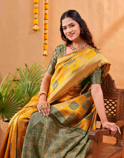 Yellow Silk Woven Banarasi Saree