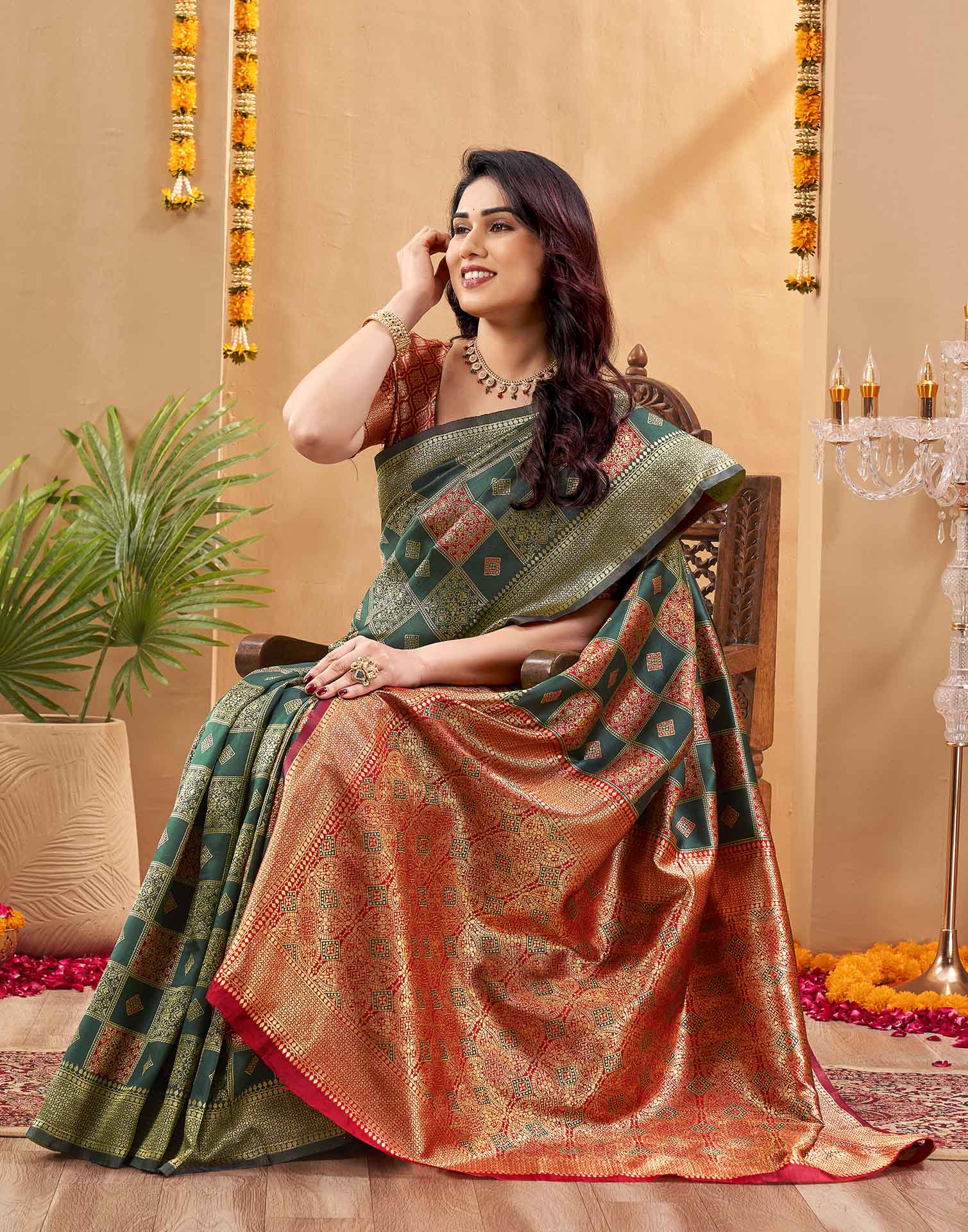 Green Silk Woven Banarasi Saree