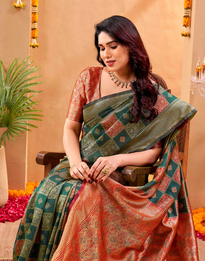 Green Silk Woven Banarasi Saree