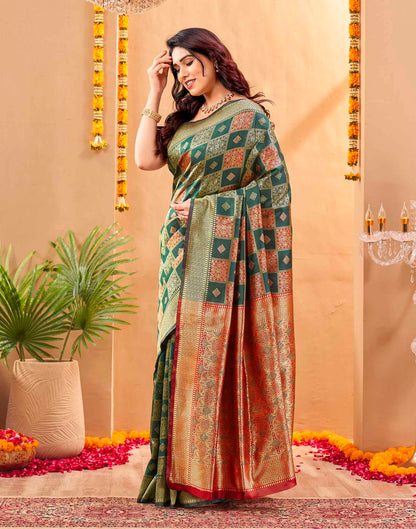 Green Silk Woven Banarasi Saree