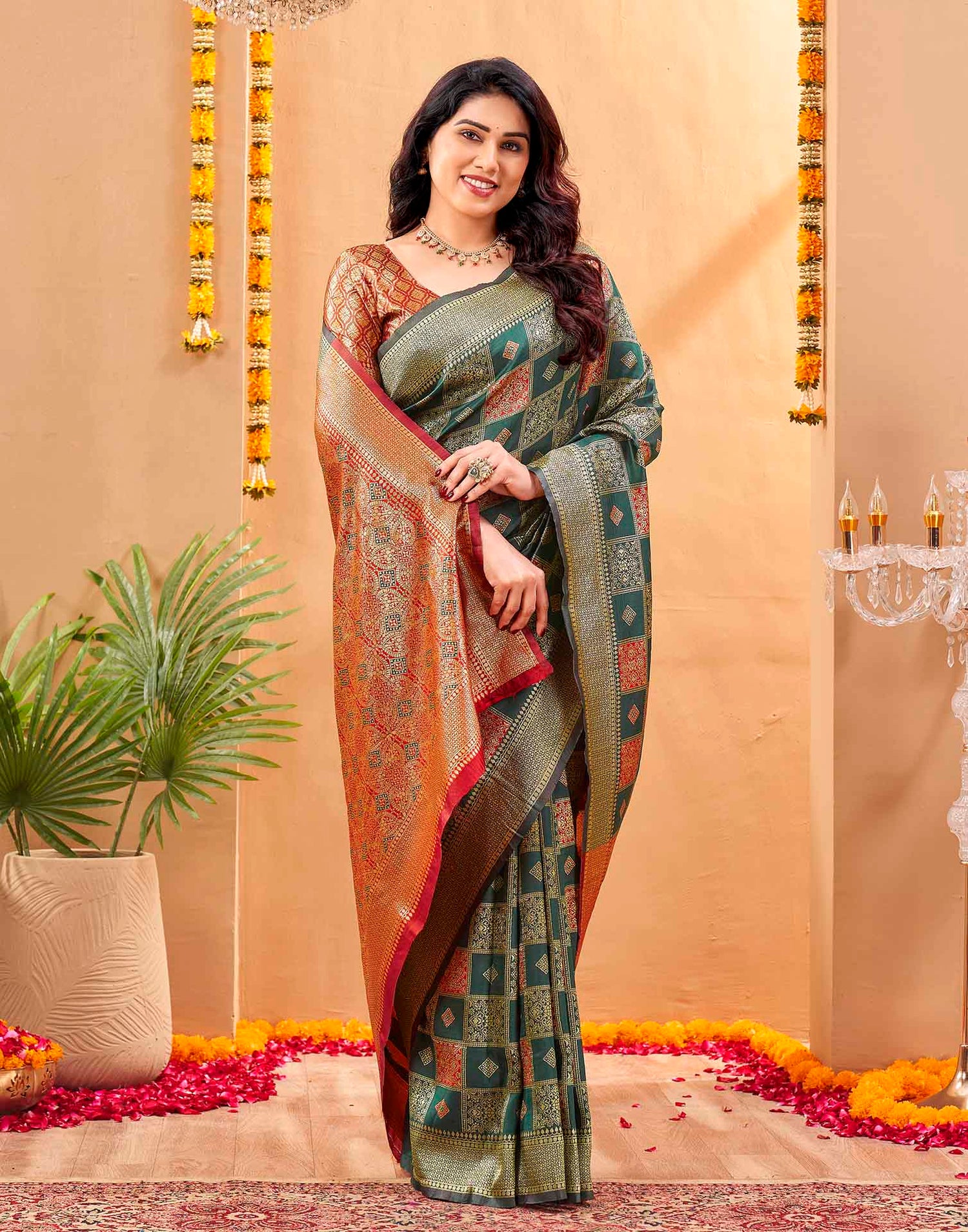 Green Silk Woven Banarasi Saree