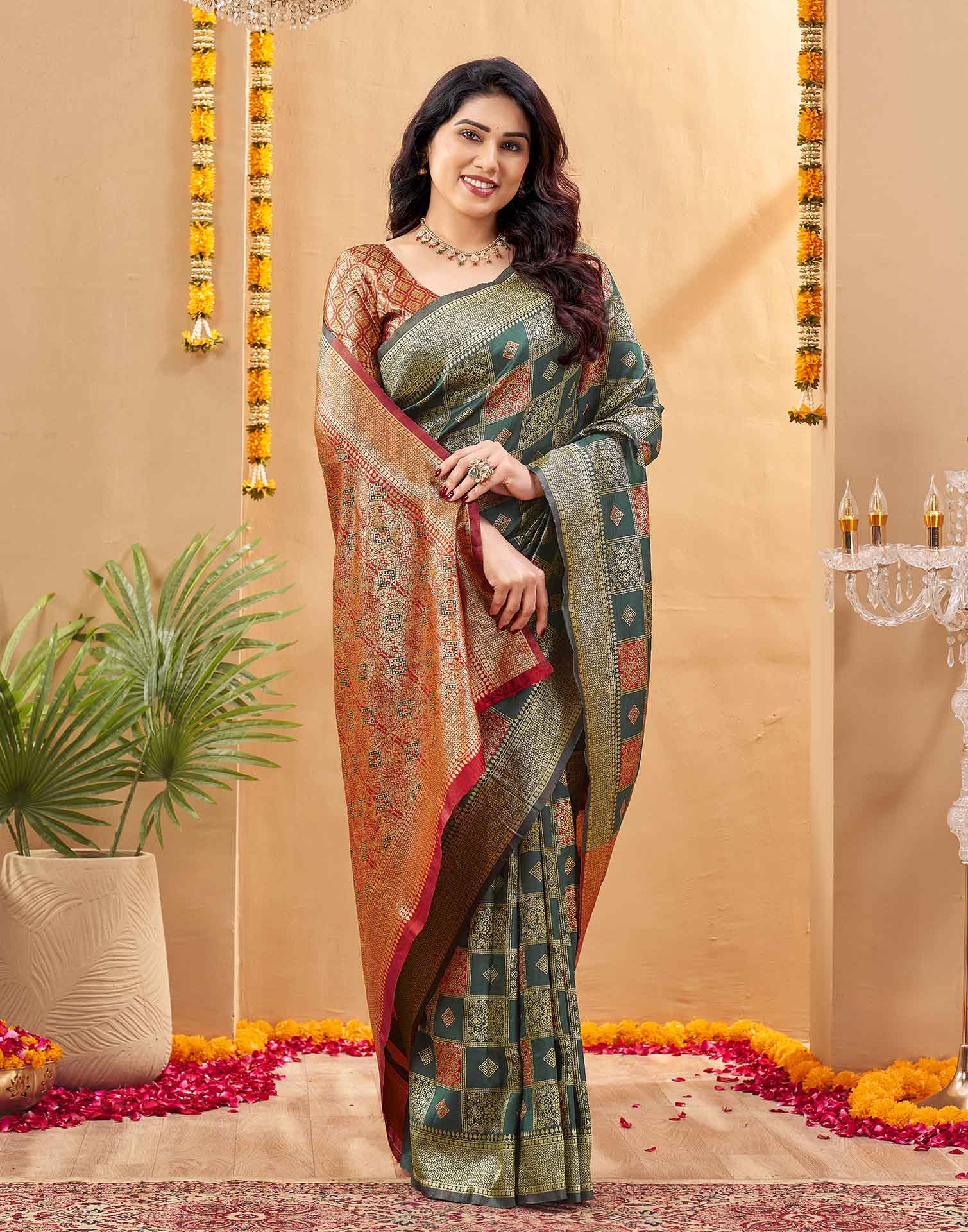 Green Silk Woven Banarasi Saree