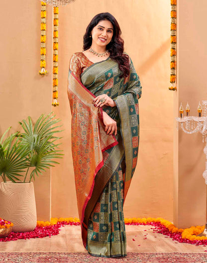 Green Silk Woven Banarasi Saree
