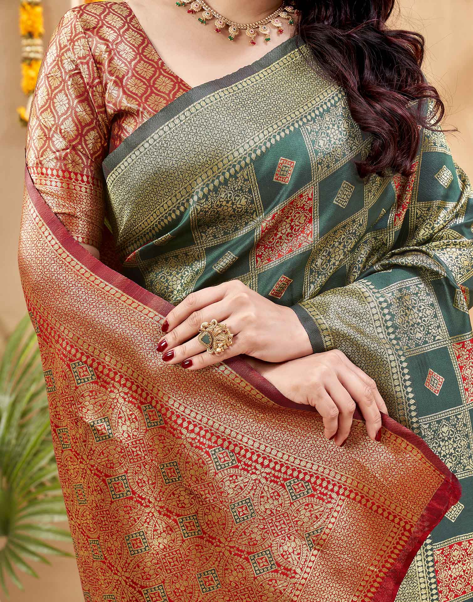 Green Silk Woven Banarasi Saree