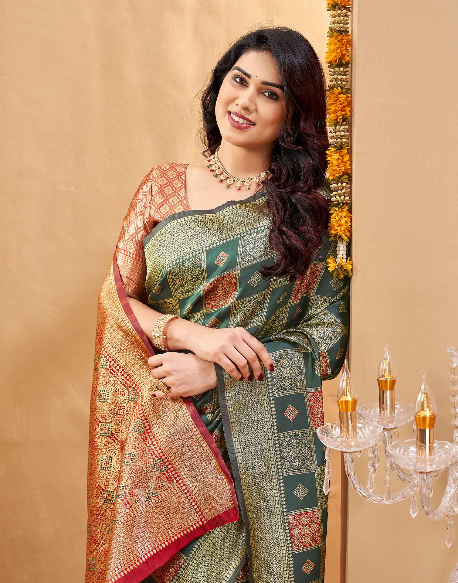 Green Silk Woven Banarasi Saree