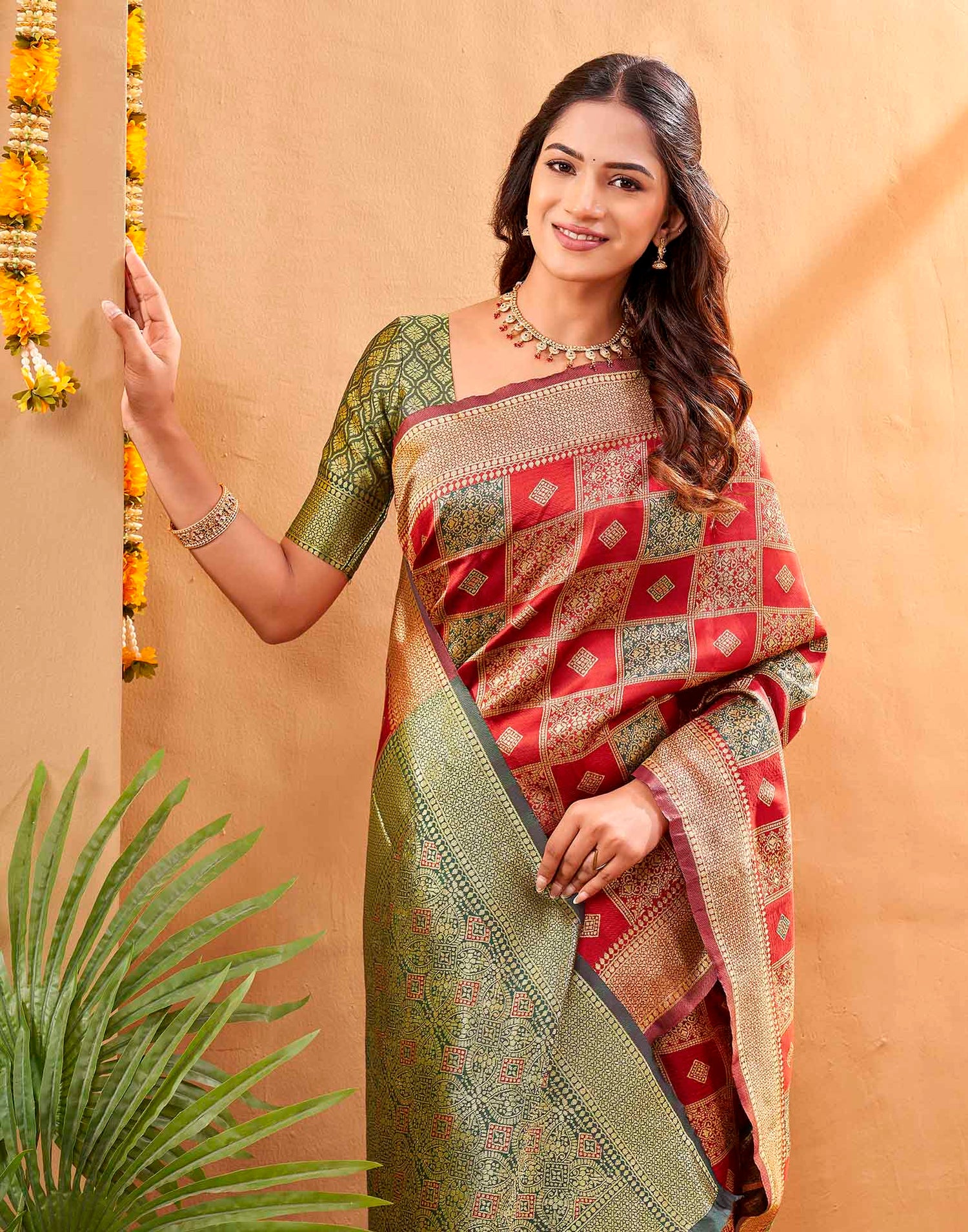 Red Silk Woven Banarasi Saree