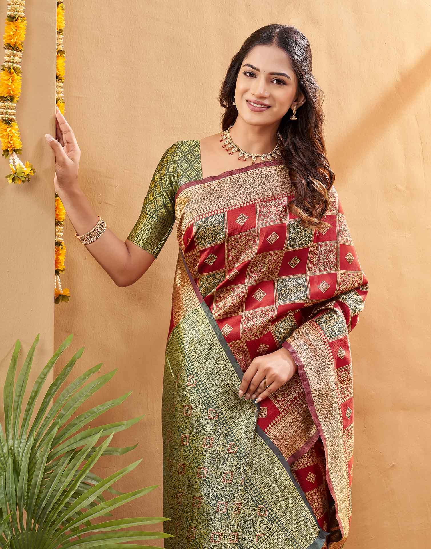 Red Silk Woven Banarasi Saree