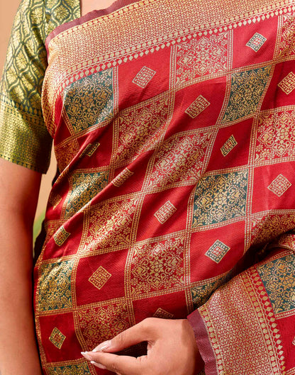 Red Silk Woven Banarasi Saree