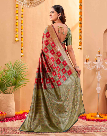 Red Silk Woven Banarasi Saree