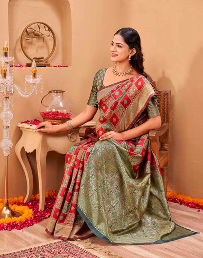 Red Silk Woven Banarasi Saree