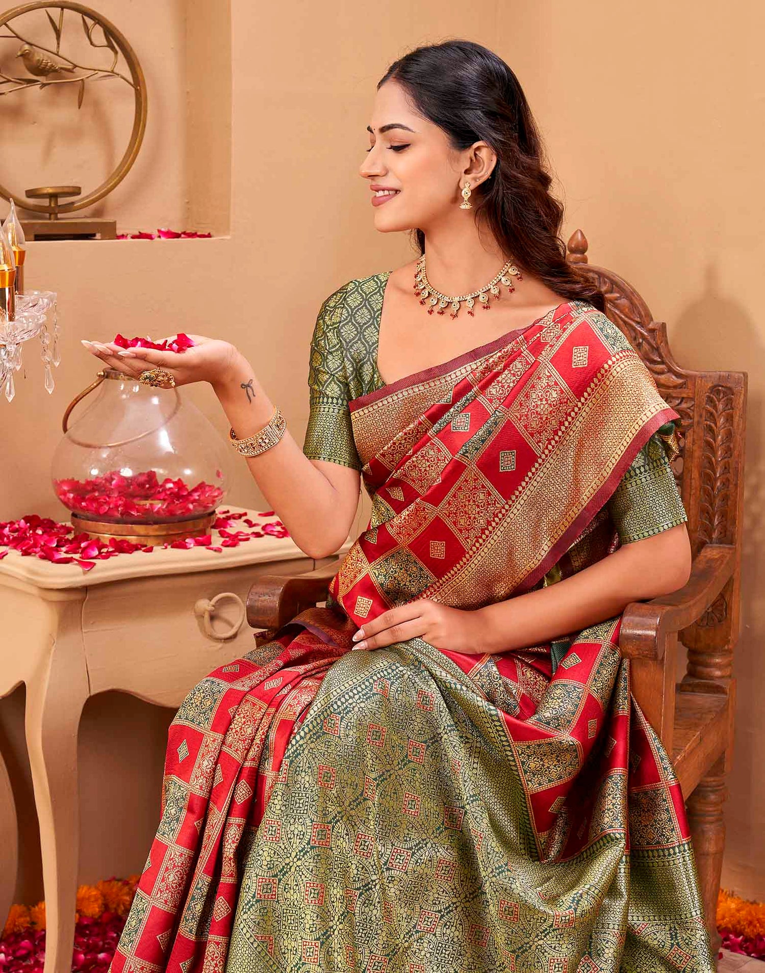 Red Silk Woven Banarasi Saree