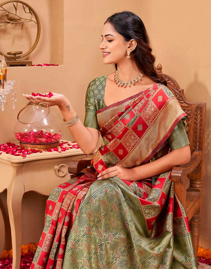 Red Silk Woven Banarasi Saree