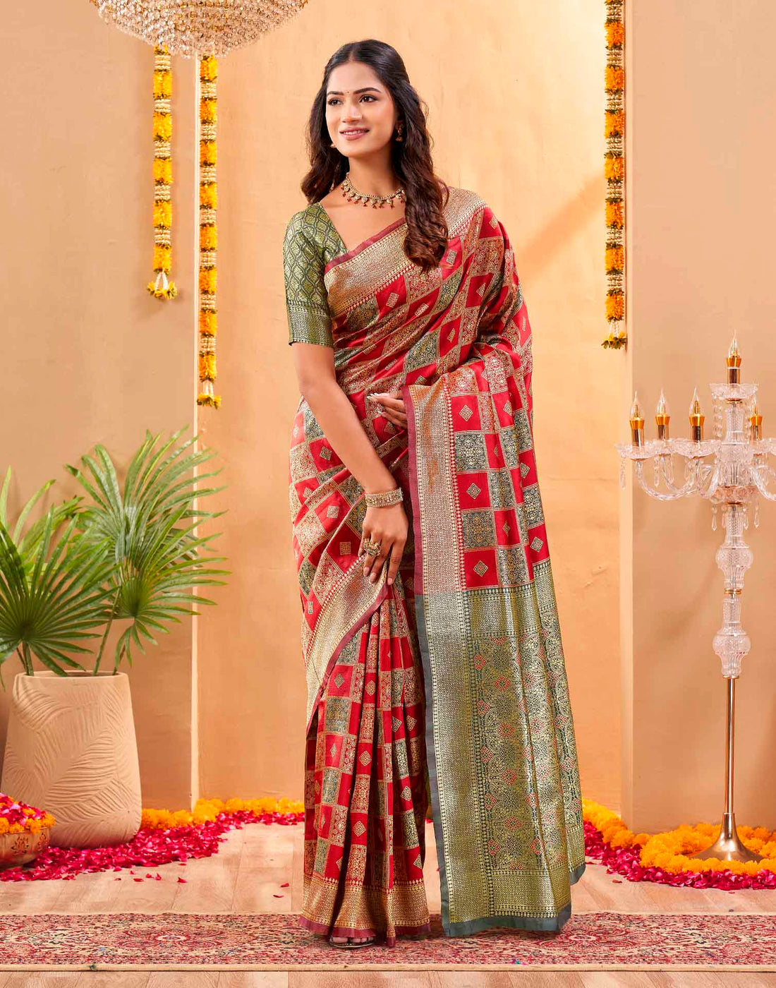 Red Silk Woven Banarasi Saree