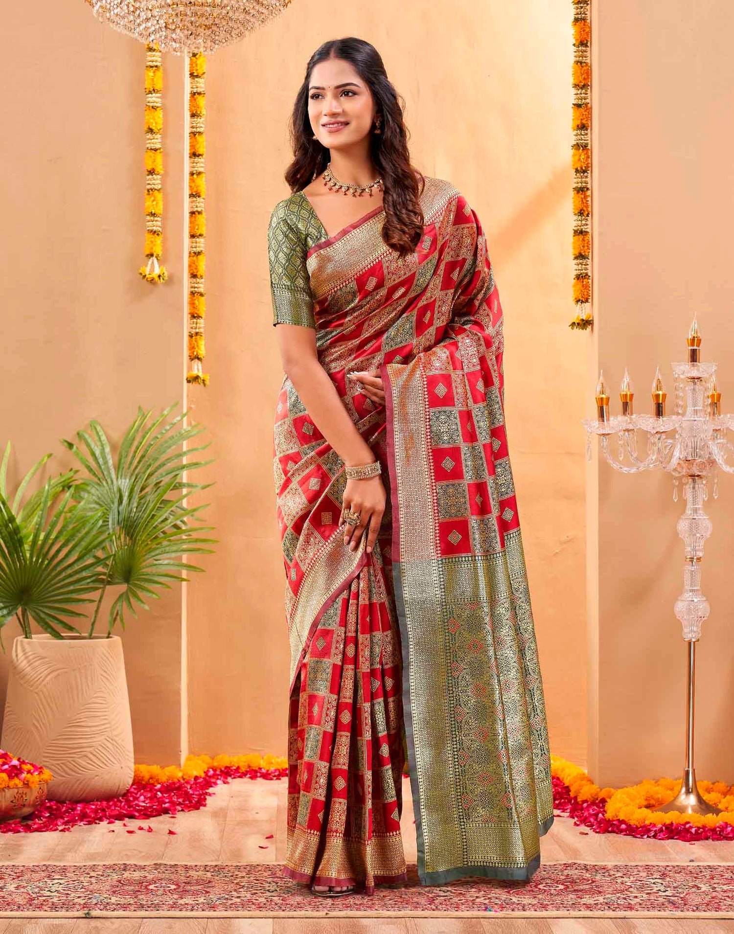 Red Silk Woven Banarasi Saree