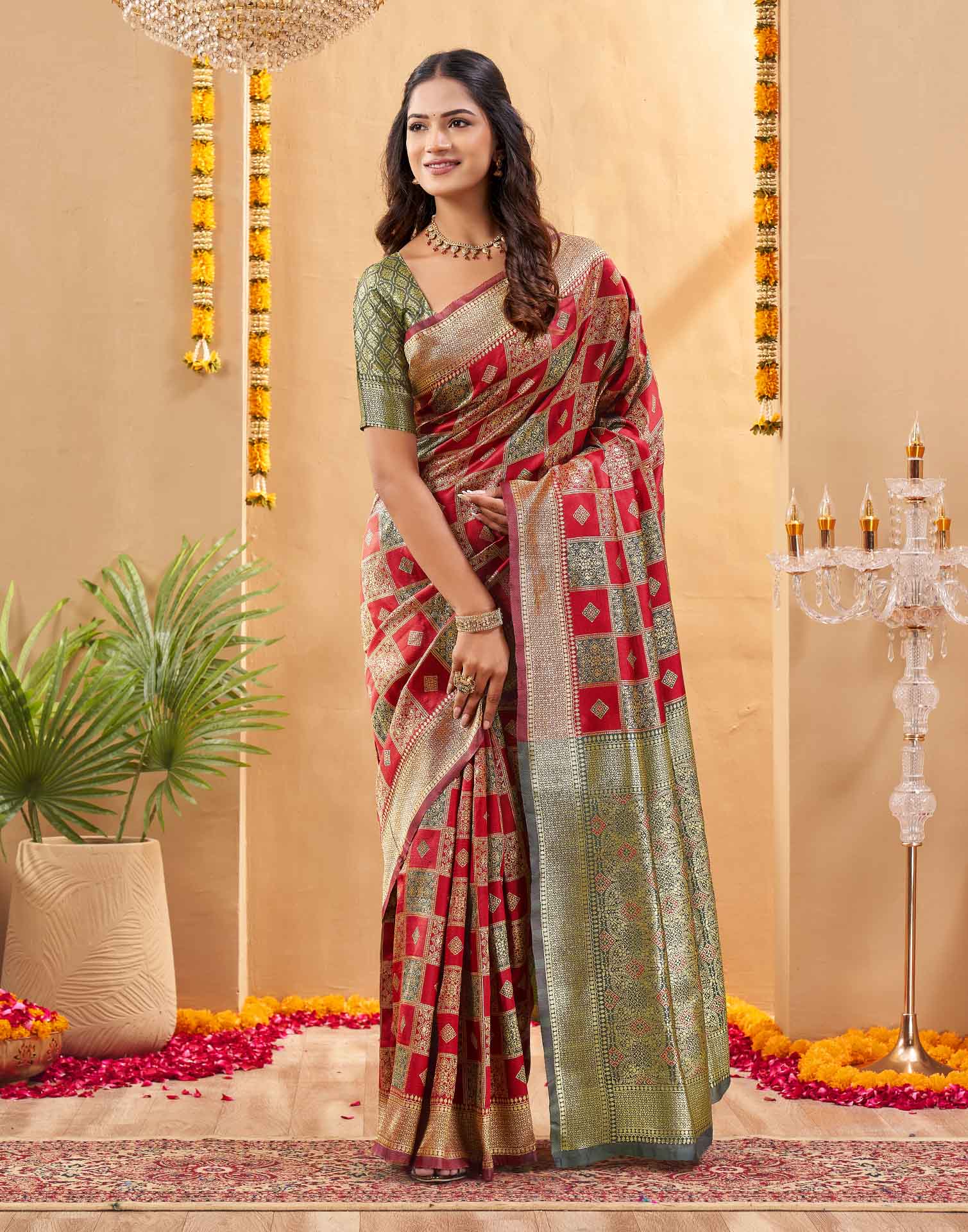 Red Silk Woven Banarasi Saree