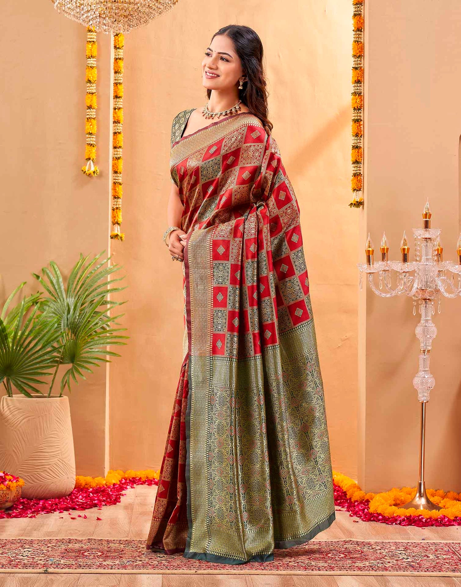 Red Silk Woven Banarasi Saree