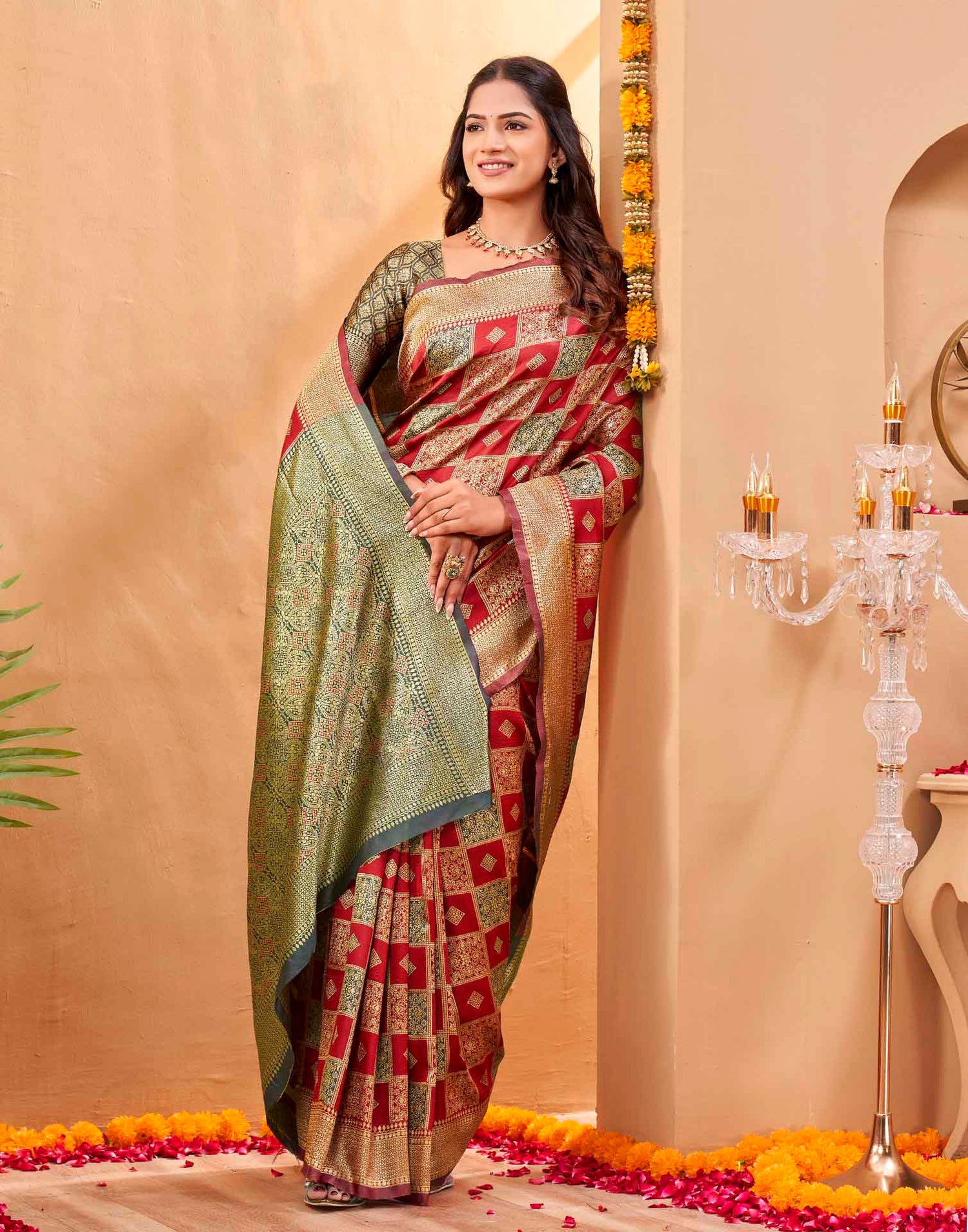 Red Silk Woven Banarasi Saree