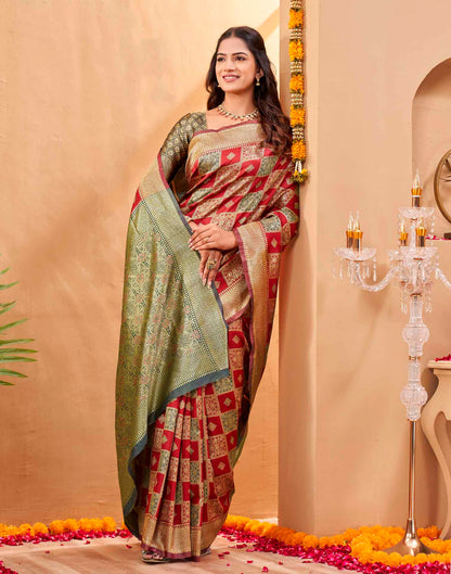 Red Silk Woven Banarasi Saree