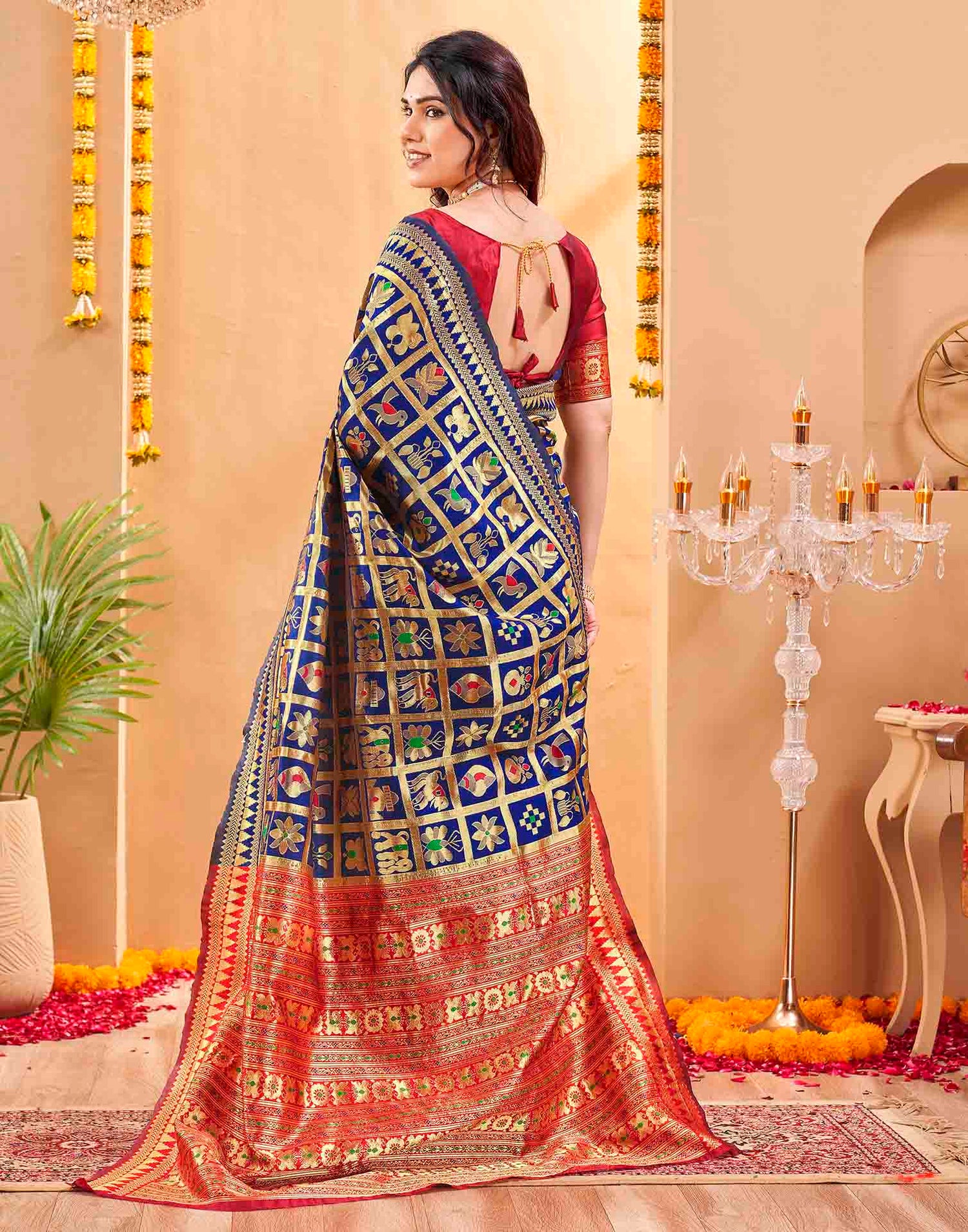 Royal Blue Silk Woven Patola Saree