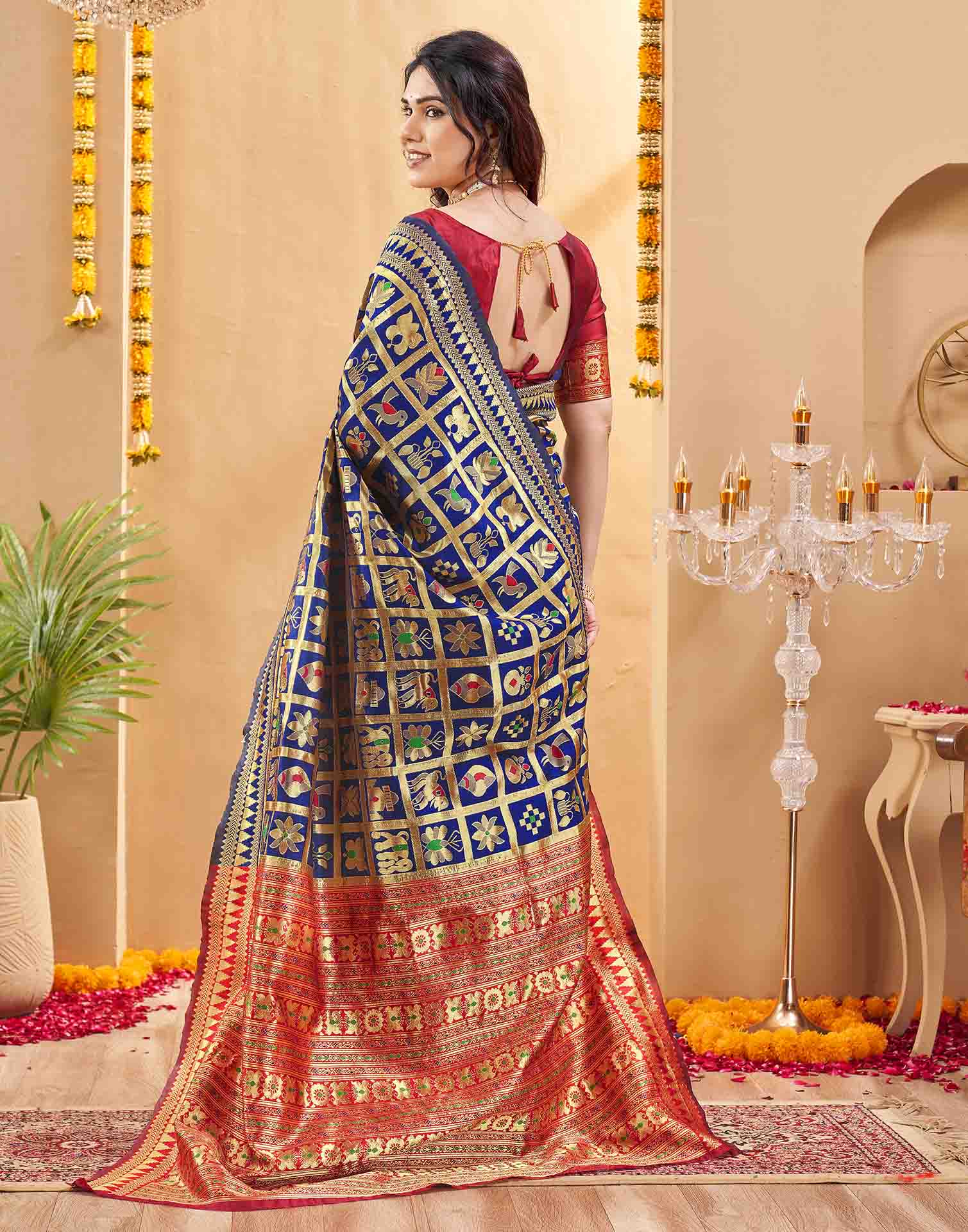 Royal Blue Silk Woven Patola Saree