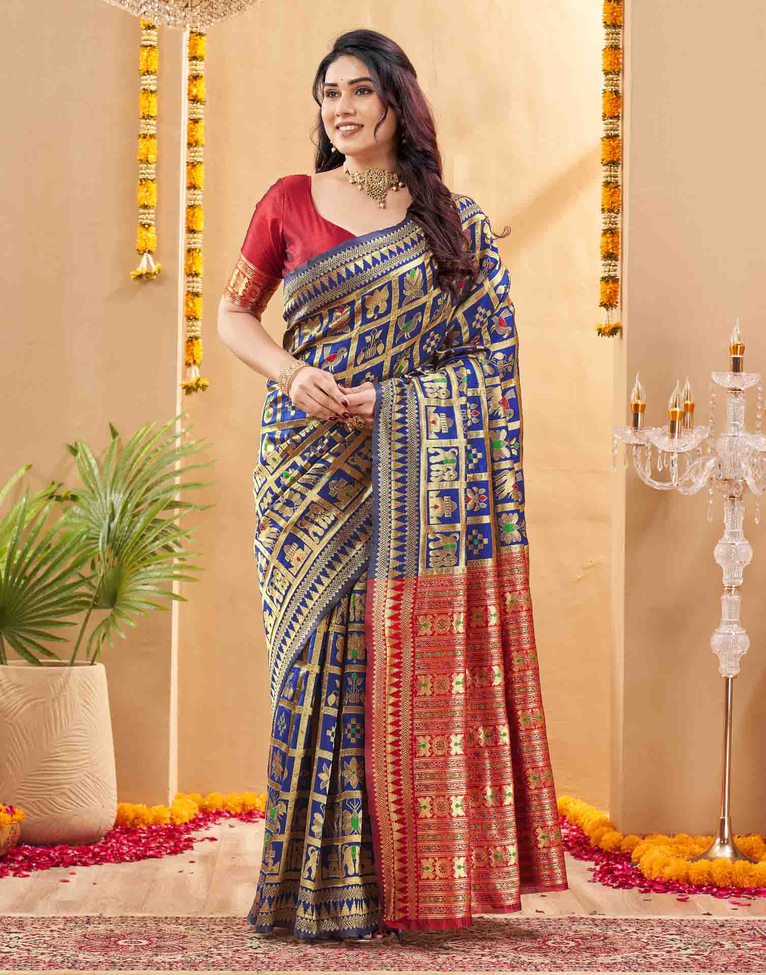 Royal Blue Silk Woven Patola Saree