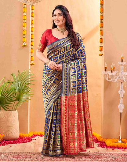 Royal Blue Silk Woven Patola Saree