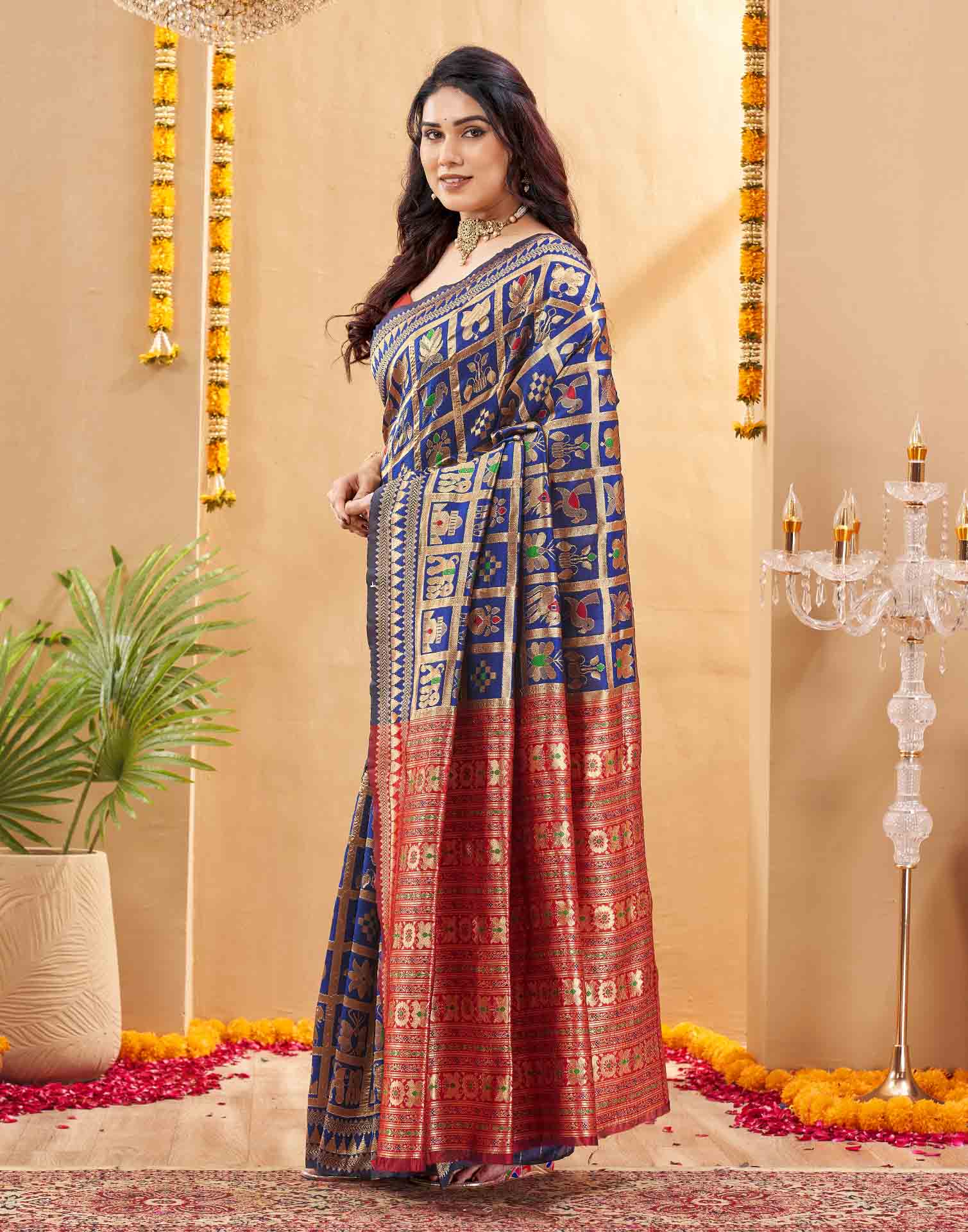 Royal Blue Silk Woven Patola Saree