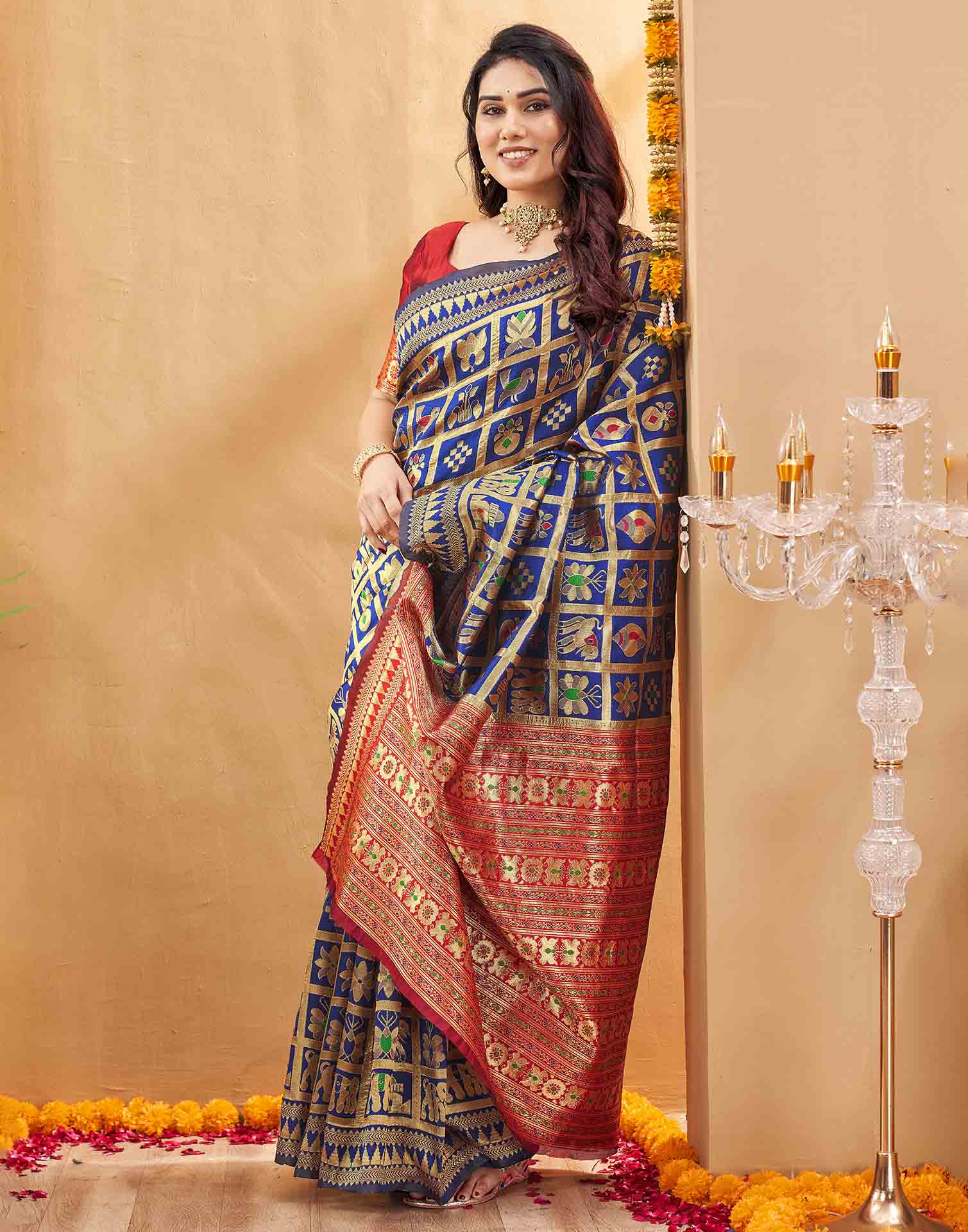 Royal Blue Silk Woven Patola Saree