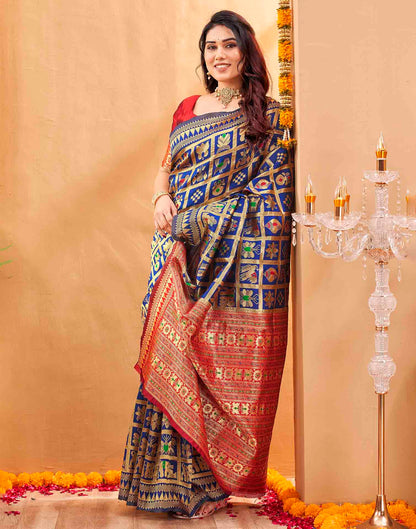 Royal Blue Silk Woven Patola Saree